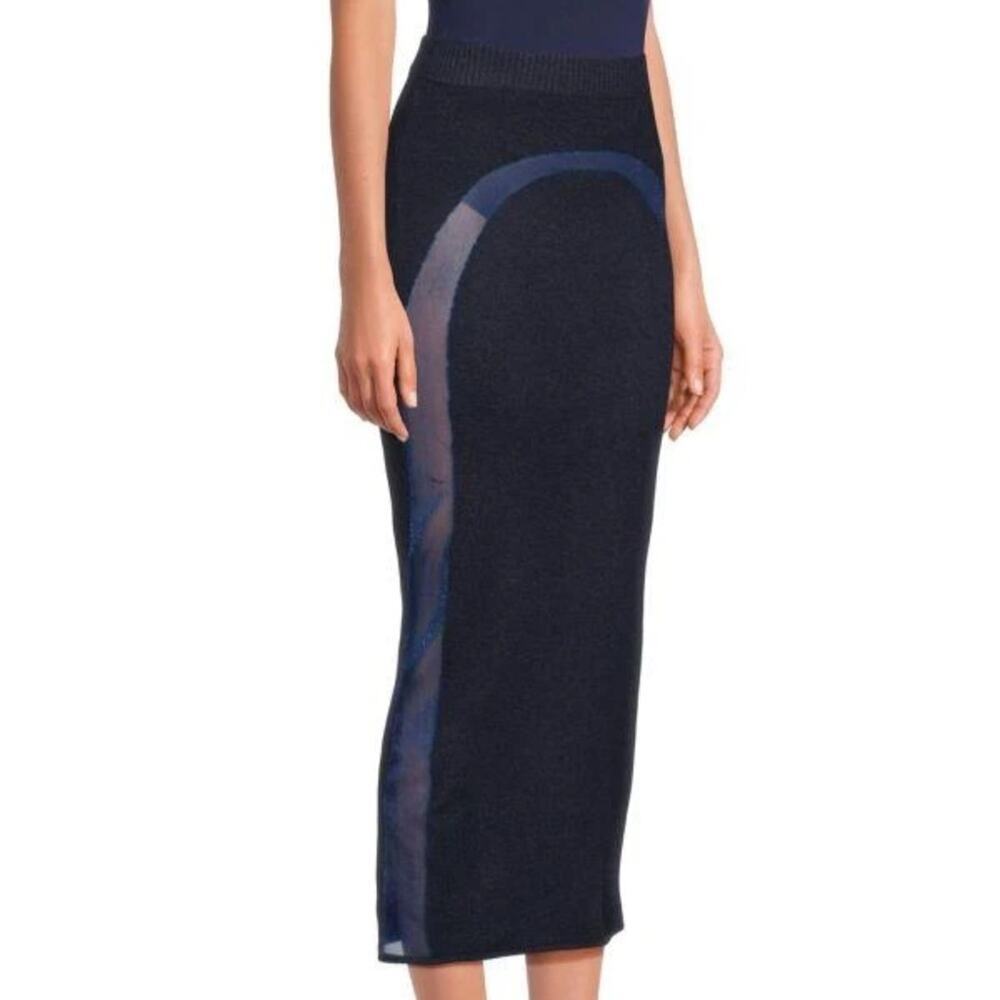 CULT GAIA Women's Mallory Midi Pencil Skirt Navy Blue S NWT - Picture 2 of 5